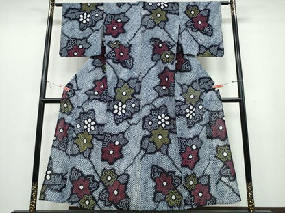 平和屋着物∴夏物　浴衣　有松鳴海絞り　舞花文　綿　逸品　CABB6605ng