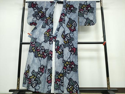 平和屋着物∴夏物 浴衣 有松鳴海絞り 草花文 綿 逸品 CABB6606ng