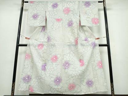 平和屋着物∴夏物　浴衣　有松鳴海絞り　流水舞花文　綿　逸品　CABB6608ng