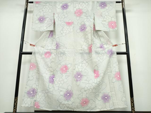 平和屋着物∴夏物　浴衣　有松鳴海絞り　流水舞花文　綿　逸品　CABB6608ng