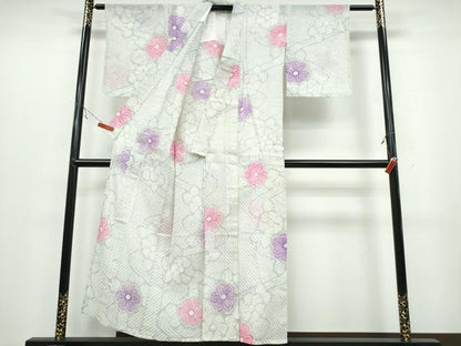 平和屋着物∴夏物　浴衣　有松鳴海絞り　流水舞花文　綿　逸品　CABB6608ng