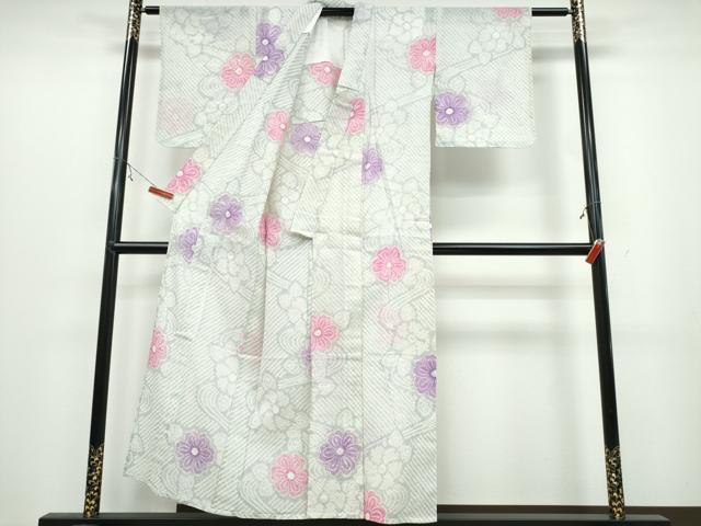 平和屋着物∴夏物　浴衣　有松鳴海絞り　流水舞花文　綿　逸品　CABB6608ng