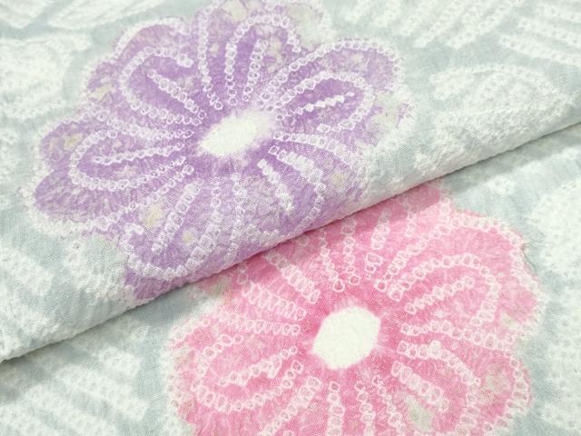 平和屋着物∴夏物　浴衣　有松鳴海絞り　流水舞花文　綿　逸品　CABB6608ng