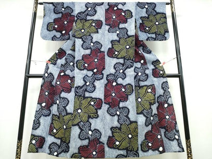 平和屋着物∴夏物　浴衣　有松鳴海絞り　花唐草文　綿　逸品　CABB6611ng