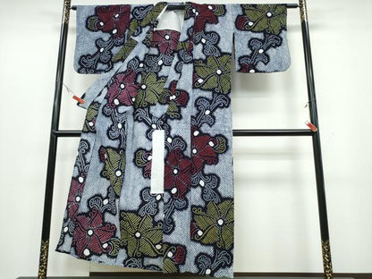 平和屋着物∴夏物　浴衣　有松鳴海絞り　花唐草文　綿　逸品　CABB6611ng