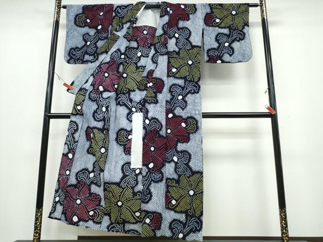 平和屋着物∴夏物　浴衣　有松鳴海絞り　花唐草文　綿　逸品　CABB6611ng