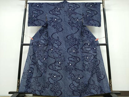 平和屋着物∴夏物 浴衣 有松鳴海絞り 流水桐文 綿 逸品 CABB6614ng