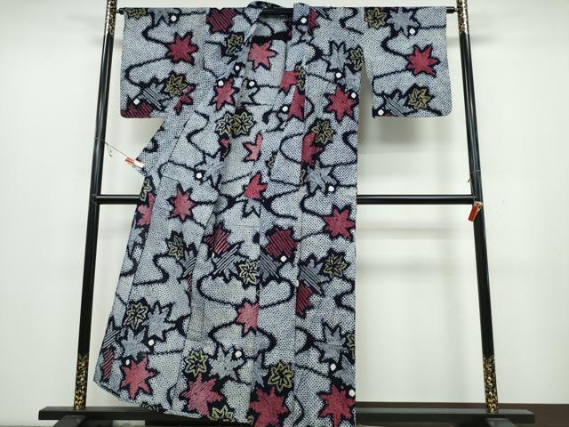 平和屋着物∴夏物 浴衣 有松鳴海絞り 流水舞葉文 綿 逸品 CABB6616ng