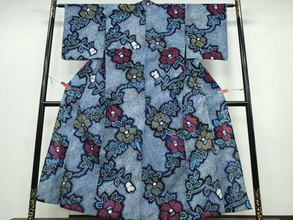 平和屋着物∴夏物 浴衣 有松鳴海絞り 枝牡丹 綿 逸品 未使用 CABB6617ng