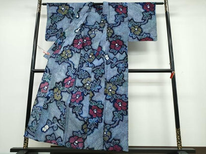 平和屋着物∴夏物 浴衣 有松鳴海絞り 枝牡丹 綿 逸品 未使用 CABB6617ng