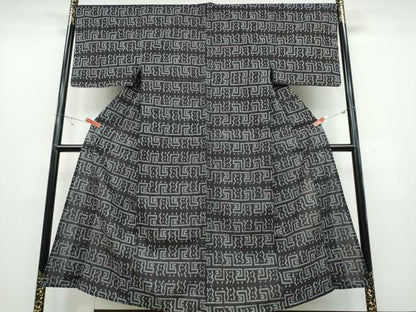 平和屋着物∴夏物 男性 浴衣 横段吉祥文 黒地 綿 逸品 CABB6623ng