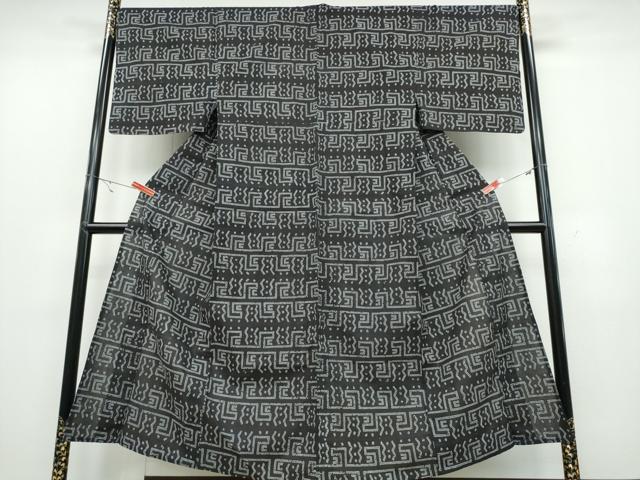平和屋着物∴夏物 男性 浴衣 横段吉祥文 黒地 綿 逸品 CABB6623ng