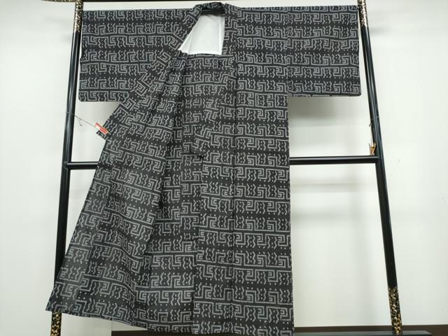 平和屋着物∴夏物 男性 浴衣 横段吉祥文 黒地 綿 逸品 CABB6623ng