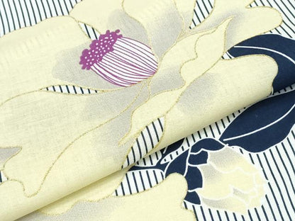 平和屋着物∴夏物 浴衣 ラメ 牡丹 綿 逸品 CABB6626ng
