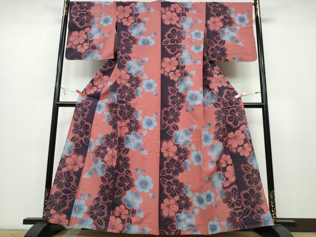 平和屋着物∴夏物 浴衣 舞花間道 綿 逸品 CABB6627ng
