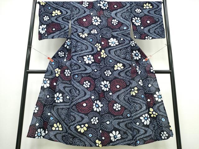 平和屋着物∴夏物 浴衣 有松鳴海絞り 流水菊文 綿 逸品 CABB6629ng
