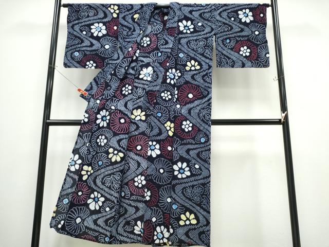 平和屋着物∴夏物 浴衣 有松鳴海絞り 流水菊文 綿 逸品 CABB6629ng