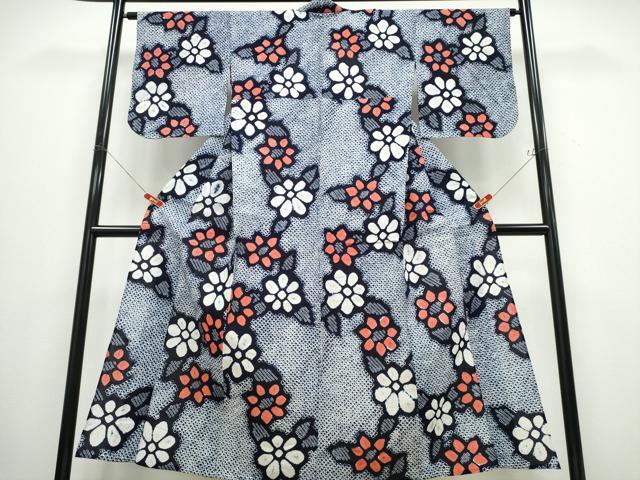 平和屋着物∴夏物 浴衣 有松鳴海絞り 舞花文 綿 逸品 CABB6631ng