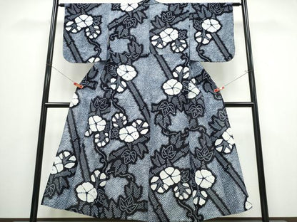 平和屋着物∴夏物 浴衣 有松鳴海絞り 竹縞朝顔 綿 逸品 未使用 CABB6634ng