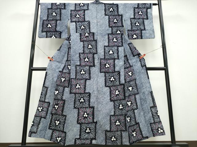 平和屋着物∴夏物 浴衣 有松鳴海絞り 色紙花文 綿 逸品 CABB6636ng