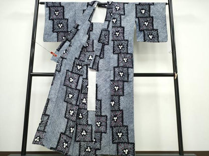 平和屋着物∴夏物 浴衣 有松鳴海絞り 色紙花文 綿 逸品 CABB6636ng