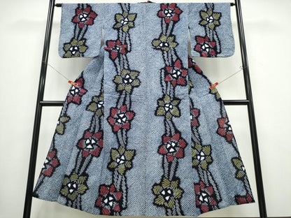 平和屋着物∴夏物 浴衣 有松鳴海絞り 枝花文 綿 逸品 CABB6639ng