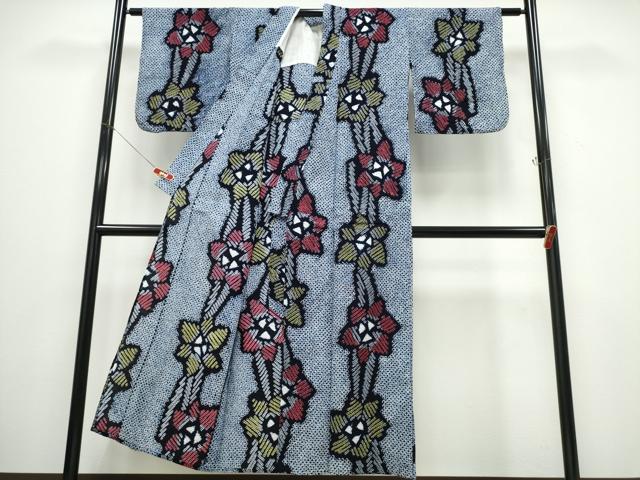平和屋着物∴夏物 浴衣 有松鳴海絞り 枝花文 綿 逸品 CABB6639ng