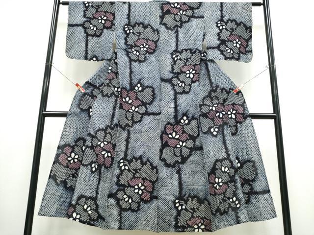 平和屋着物∴夏物 浴衣 有松鳴海絞り 枝花文 綿 逸品 CABB6641ng