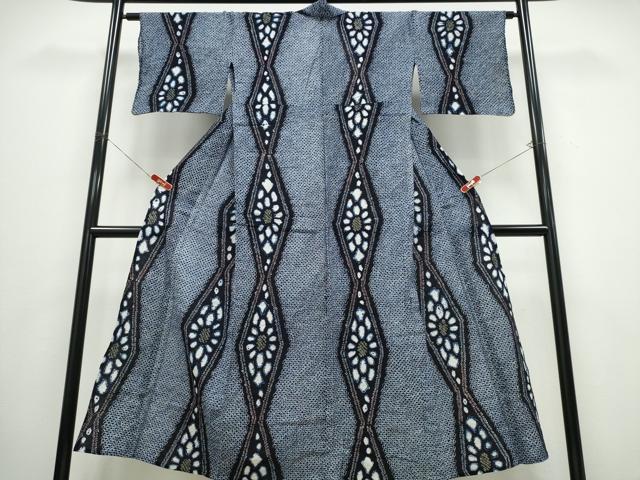 平和屋着物∴夏物 浴衣 有松鳴海絞り 立涌菊文 綿 逸品 CABB6642ng