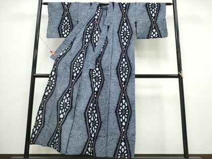 平和屋着物∴夏物 浴衣 有松鳴海絞り 立涌菊文 綿 逸品 CABB6642ng