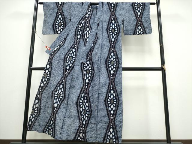 平和屋着物∴夏物 浴衣 有松鳴海絞り 立涌菊文 綿 逸品 CABB6642ng