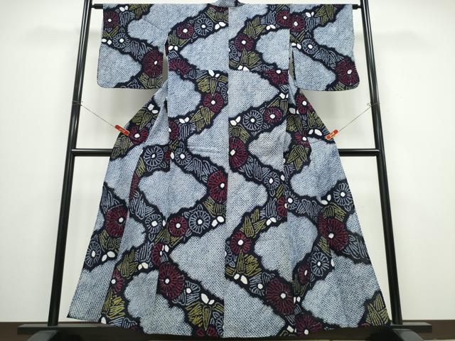 平和屋着物∴夏物 浴衣 有松鳴海絞り 笹菊文 綿 逸品 CABB6643ng