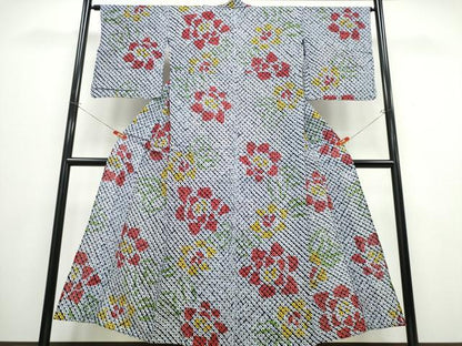 平和屋着物∴夏物 浴衣 有松鳴海絞り 蜘蛛絞り 舞花文 綿 逸品 CABB6645ng