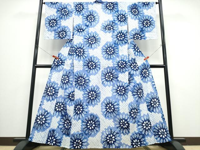 平和屋着物∴夏物 浴衣 有松鳴海絞り 舞菊文 綿 逸品 CABB6648ng