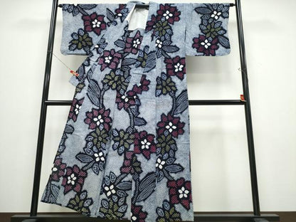 平和屋着物∴夏物 浴衣 有松鳴海絞り 枝花文 綿 逸品 CABB6650ng