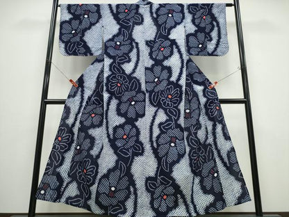 平和屋着物∴夏物 浴衣 有松鳴海絞り 枝椿 綿 逸品 CABB6652ng