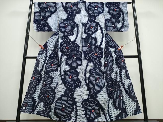 平和屋着物∴夏物 浴衣 有松鳴海絞り 枝椿 綿 逸品 CABB6652ng