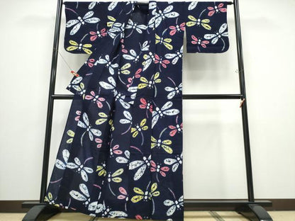 平和屋着物∴夏物 浴衣 有松鳴海絞り 蜻蛉 トンボ 綿 逸品 未使用 CABB6653ng
