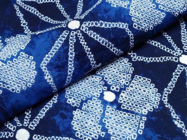 平和屋着物∴夏物　浴衣　有松鳴海絞り　捻じ梅　麻の葉文様　綿　逸品　未使用　CABB6655ng