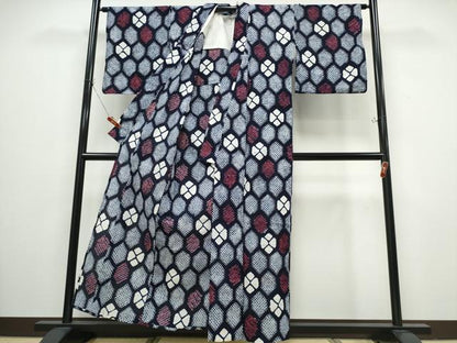 平和屋着物∴夏物 浴衣 有松鳴海絞り 亀甲花文 綿 逸品 CABB6656ng