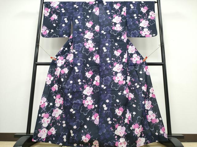 平和屋着物∴夏物 浴衣 舞桜 ラメ 綿 逸品 CABB6658ng