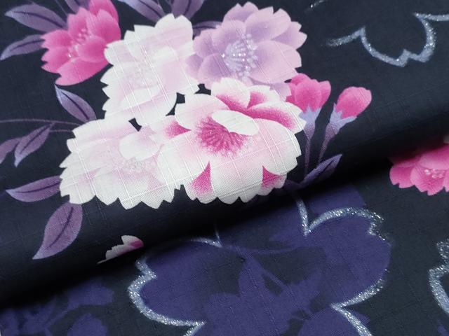 平和屋着物∴夏物 浴衣 舞桜 ラメ 綿 逸品 CABB6658ng