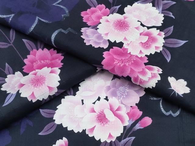 平和屋着物∴夏物 浴衣 舞桜 ラメ 綿 逸品 CABB6658ng
