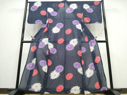 平和屋着物∴夏物 浴衣 綿絽 舞菊文 綿 逸品 CABB6660ng