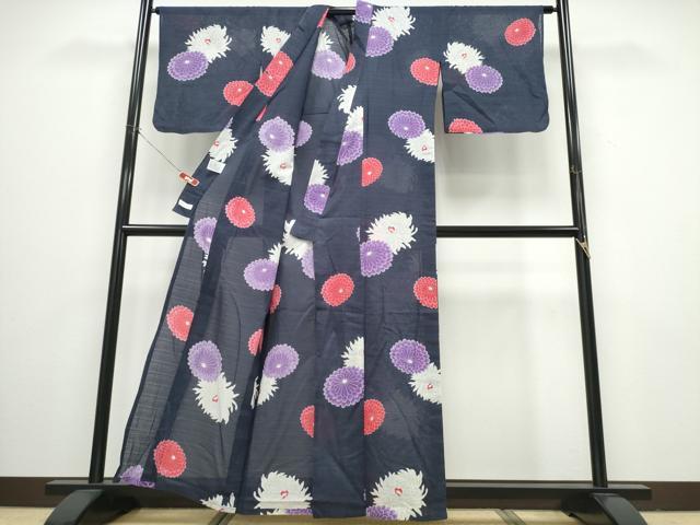 平和屋着物∴夏物 浴衣 綿絽 舞菊文 綿 逸品 CABB6660ng