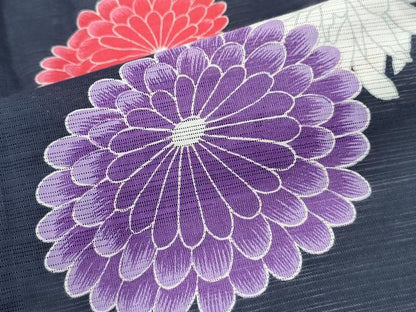 平和屋着物∴夏物 浴衣 綿絽 舞菊文 綿 逸品 CABB6660ng