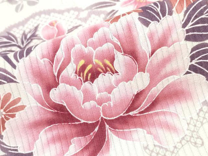 平和屋着物∴夏物 浴衣 縦綿絽 雪輪牡丹花吉祥文 綿 逸品 CABB6661ng