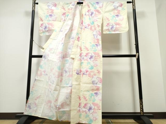 平和屋着物∴夏物　浴衣　椿　金魚　ラメ　綿　逸品　CABB6663ng