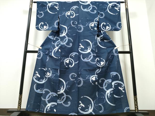 平和屋着物∴夏物　川島織物　浴衣　立波跳兎　綿　逸品　CABB6666ng