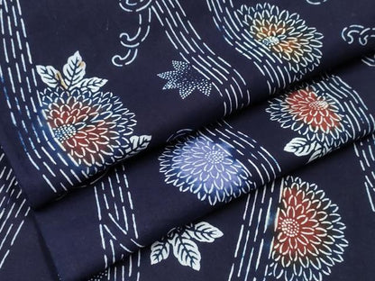 平和屋着物∴夏物 浴衣 型染め 立涌菊唐草文 綿 逸品 CABB6667ng
